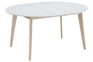 Tavolo da pranzo design rotondo allungabile bianco e legno L120-150 LEENA