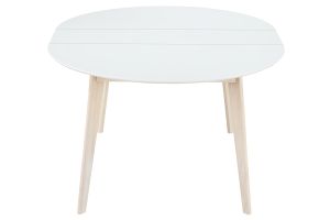 Tavolo da pranzo design rotondo allungabile bianco e legno L120-150 LEENA