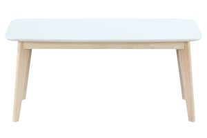 Banc scandinave blanc et bois clair L100 cm LEENA