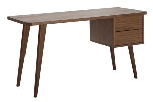 Bureau avec rangements 2 tiroirs bois foncé noyer L140 cm FIFTIES