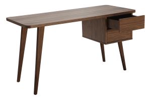 Bureau avec rangements 2 tiroirs bois foncé noyer L140 cm FIFTIES