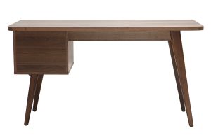 Bureau avec rangements 2 tiroirs bois foncé noyer L140 cm FIFTIES