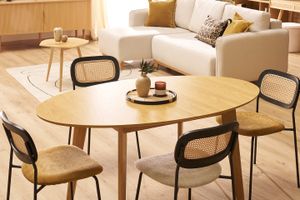 Table à manger extensible ovale en bois clair L150-200 cm MARIK