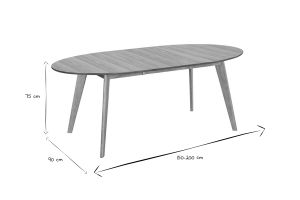 Table à manger extensible ovale en bois clair L150-200 cm MARIK