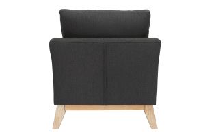 Fauteuil scandinave déhoussable en tissu gris foncé et bois clair OSLO