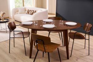 Table à manger extensible ovale en bois foncé L150-200 MARIK