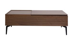 Table basse relevable rectangulaire bois foncé finition noyer et métal noir L103 cm SEDA