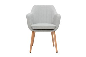 Chaise scandinave en tissu gris clair et bois clair ALEYNA