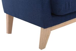Canapé scandinave déhoussable 2 places en tissu bleu foncé et bois clair OSLO