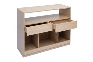 Console avec tiroirs finition bois clair chêne L100 cm RUBINA
