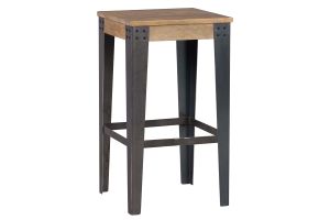 Tabouret de bar industriel métal et bois manguier massif H65 cm MADISON