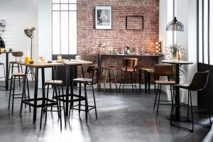 Tabouret de bar industriel métal et bois manguier massif H65 cm MADISON