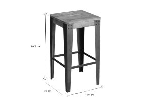 Tabouret de bar industriel métal et bois manguier massif H65 cm MADISON
