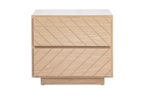 Table de chevet avec rangements 2 tiroirs finition bois chêne MATALA
