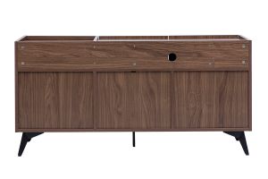 Buffet de rangement vinyles en bois foncé finiton noyer et métal noir L140 cm SEDA