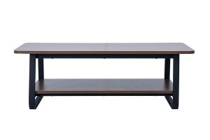 Table basse rectangulaire finition bois noyer et métal L120 cm MICHA