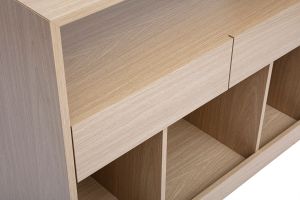 Console avec tiroirs finition bois clair chêne L100 cm RUBINA