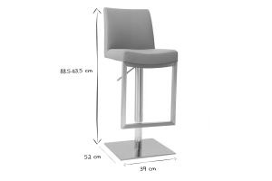 Tabouret de bar relevable gris et acier chromé KYLE