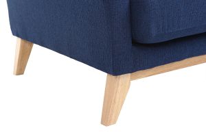 Canapé scandinave déhoussable 3 places en tissu bleu foncé et bois clair OSLO