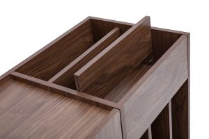 Buffet de rangement vinyles en bois foncé finiton noyer et métal noir L140 cm SEDA