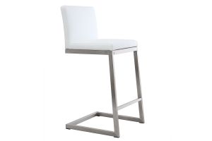 Tabourets de bar design blancs avec pieds métal (lot de 2) STELLAR