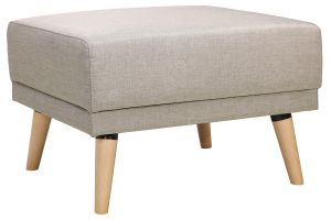 Canapé convertible scandinave 3 places avec repose-pieds en tissu beige et bois clair ULLA