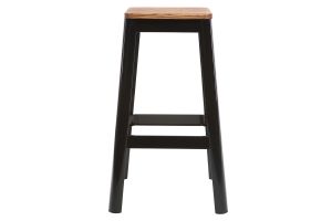 Tabouret de bar design noir et bois H75 cm NICK