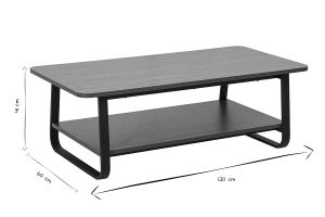 Table basse rectangulaire finition bois noyer et métal L120 cm MICHA