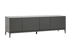 Meuble TV design gris laqué brillant avec rangements L180 cm GRAY