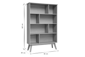Bibliothèque scandinave en bois clair chêne 8 casiers L110 cm INGRID