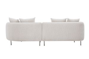 Divano design 3-4 posti in tessuto effetto velluto cincillà beige e metallo cromato IGLESIAS