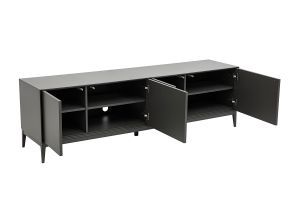 Meuble TV design gris laqué brillant avec rangements L180 cm GRAY