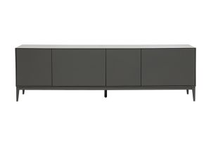 Meuble TV design gris laqué brillant avec rangements L180 cm GRAY
