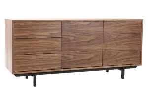 Buffet vintage en bois foncé noyer 2 portes 3 tiroirs L160 cm MANNY