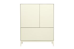 Buffet haut beige laqué mat 2 portes 1 tiroir L90 cm GRAY