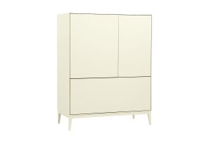 Buffet haut beige laqué mat 2 portes 1 tiroir L90 cm GRAY