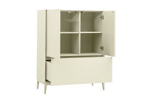 Buffet haut beige laqué mat 2 portes 1 tiroir L90 cm GRAY