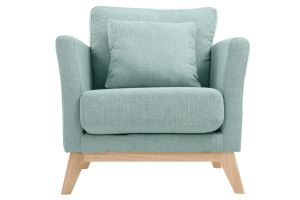 Poltrona scandinava turchese piedi in legno chiaro OSLO
