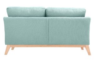 Canapé scandinave déhoussable 2 places en tissu vert lagon et bois clair OSLO