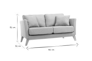 Canapé scandinave déhoussable 2 places en tissu vert lagon et bois clair OSLO
