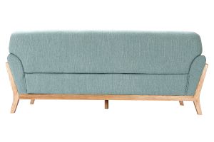 Canapé scandinave 3 places en tissu vert lagon et bois clair YOKO