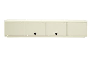 Meuble TV design beige laqué brillant avec rangements L199.8 cm ISAURE