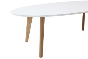 Table basse ovale scandinave blanc et bois clair chêne L120 cm EKKA