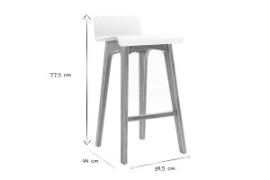 Chaise de bar scandinave bois et blanc H65 cm BALTIK