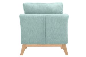 Fauteuil scandinave déhoussable en tissu vert lagon et bois clair OSLO