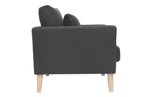 Fauteuil scandinave déhoussable en tissu gris foncé et bois clair OSLO