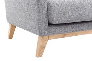 Fauteuil scandinave déhoussable en tissu gris clair et bois clair OSLO