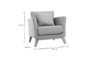 Fauteuil scandinave déhoussable en tissu vert lagon et bois clair OSLO