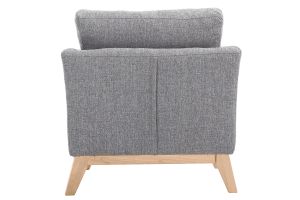 Fauteuil scandinave déhoussable en tissu gris clair et bois clair OSLO
