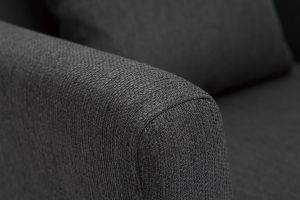 Fauteuil scandinave déhoussable en tissu gris foncé et bois clair OSLO
